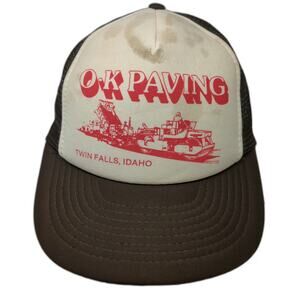 Designer Award Trucker Hat Brown One Size OK Paving Twin Falls Idaho Snapback
